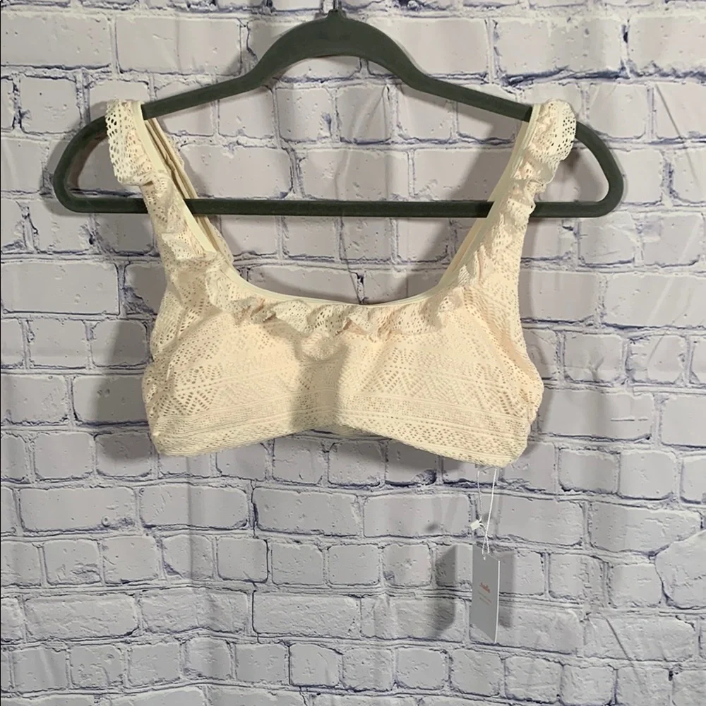 Andie Swim Womens Hydra Bikini Top in Vanilla Beach Cruise Boho Crochet Sz M NWT